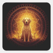 Goldener Geist Hund innerhalb der Heiligen Geometr Quadratischer Aufkleber (Vorderseite)