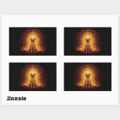 Goldener Geist Hund innerhalb der Heiligen Geometr Rechteckiger Aufkleber (Blatt)