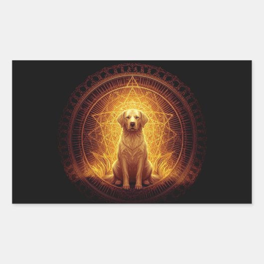 Goldener Geist Hund innerhalb der Heiligen Geometr Rechteckiger Aufkleber (Vorderseite)