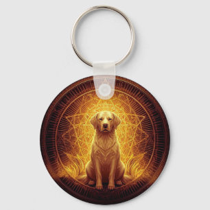 Goldener Geist Hund innerhalb der Heiligen Geometr Schlüsselanhänger