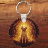 Goldener Geist Hund innerhalb der Heiligen Geometr Schlüsselanhänger (Rückseite)