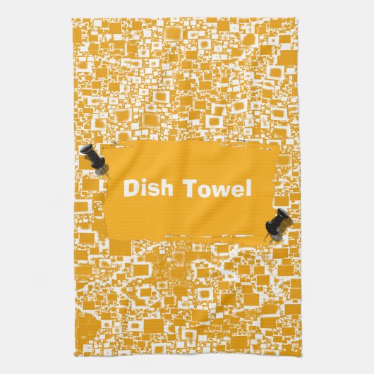 Goldener gelber und weißer Minifliesen-Entwurf Küchentuch (Vertikal)