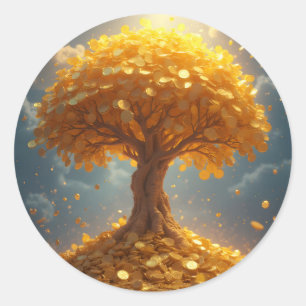 Goldener Geldbaum Gold Runder Aufkleber