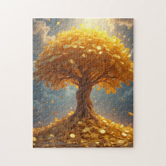 goldener Geldbaum Goldmünzen Puzzle (Vertikal)