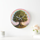 Goldener Geldbaum Große Wanduhr (Zuhause)