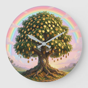 Goldener Geldbaum  Große Wanduhr