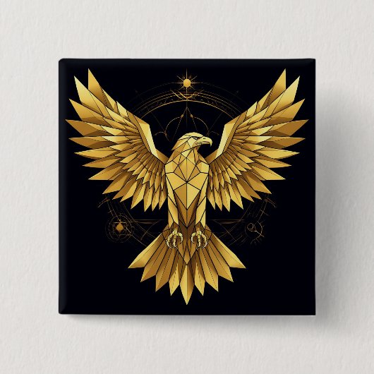 Goldener geometrischer Adler Button (Vorderseite)