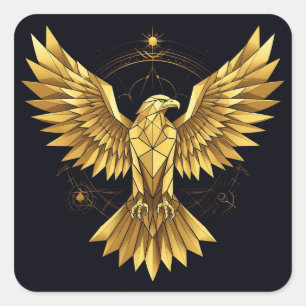 Goldener Geometrischer Adler Fette Kraft Symbol Ge Quadratischer Aufkleber