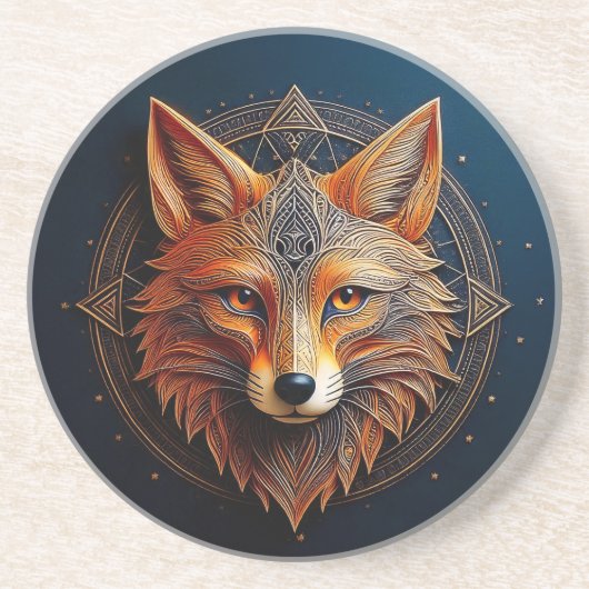 Goldener geometrischer Fuchs Getränkeuntersetzer (Vorne)