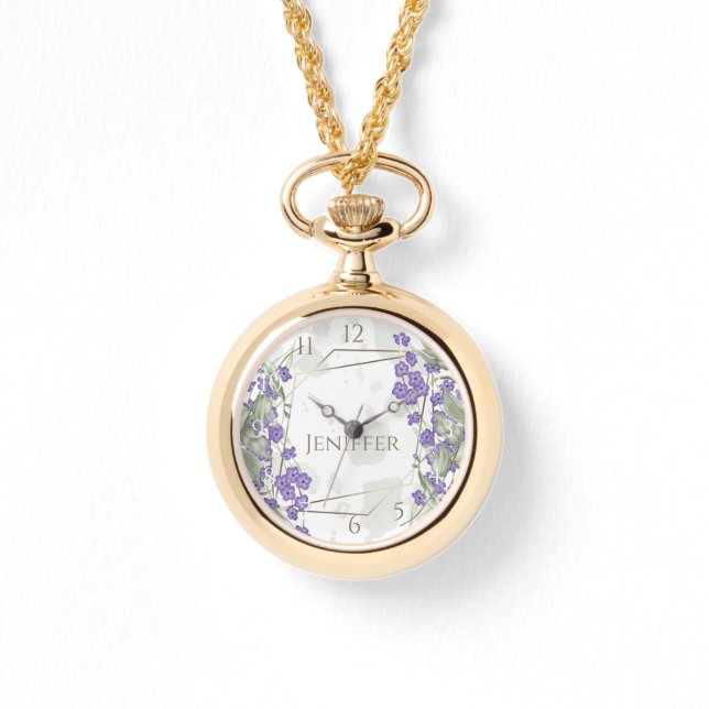 Goldener geometrischer Rahmen für die Blume Armbanduhr (Vorderseite)