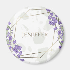 Goldener geometrischer Rahmen für die Blume Magnet