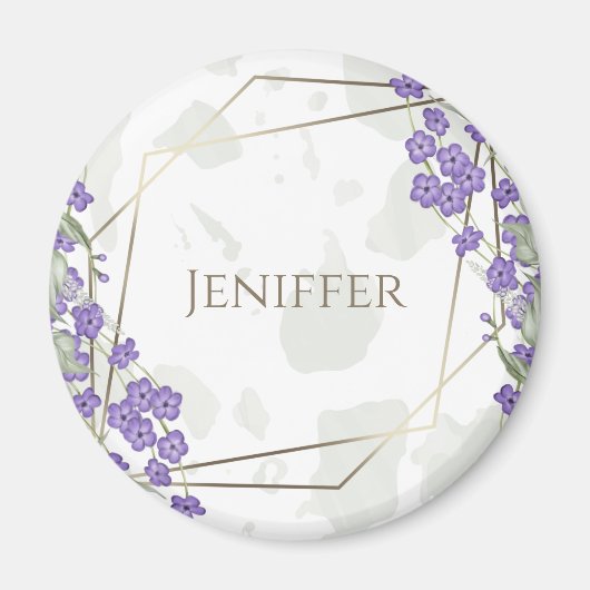 Goldener geometrischer Rahmen für die Blume Magnet (Vorne)