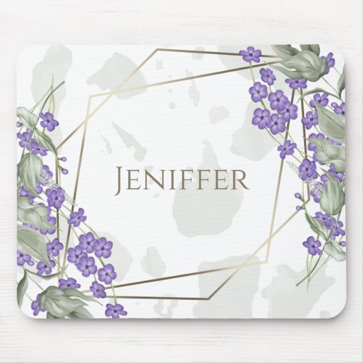 Goldener geometrischer Rahmen für die Blume Mousepad (Vorne)