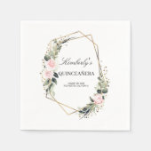 Goldener geometrischer Rahmen Quinceanera Geburtst Serviette (Vorderseite)