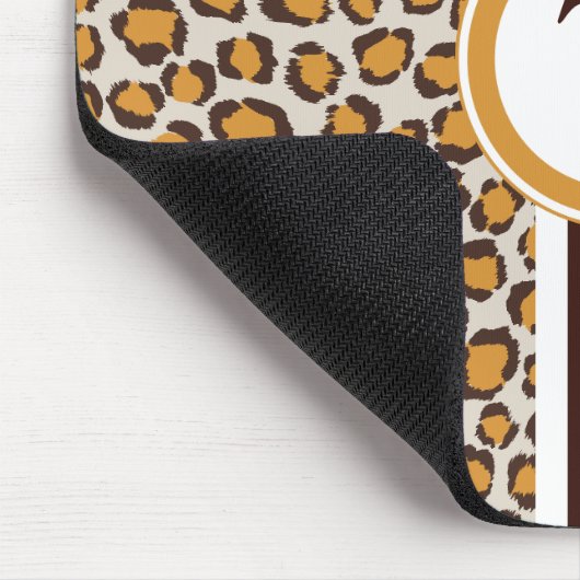 goldener Geparddruck mit Monogramm Mousepad (Ecke)