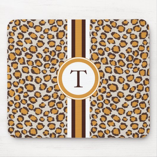 goldener Geparddruck mit Monogramm Mousepad (Vorne)