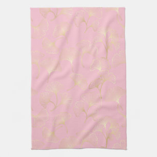 Goldener Ginkgo Botanischer Blush Natur Muster Geschirrtuch