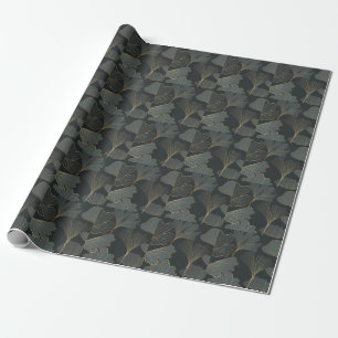 Goldener Ginkgo: Luxuriöse Floral-Dekoration. Geschenkpapier