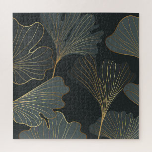 Goldener Ginkgo: Luxuriöse Floral-Dekoration. Puzzle