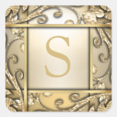 Goldener Gittermonogramm-Umschlag Aufkleber (Vorderseite)