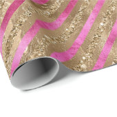 Goldener Glam Glitzer Giro Pink Streifen Geschenkpapier (Rolleneckpunkt)