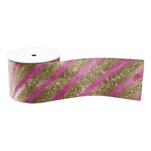 Goldener Glam Glitzer Giro Pink Streifen Ripsband