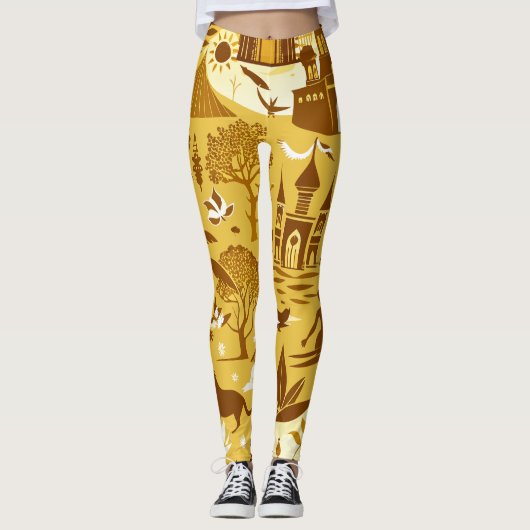 Goldener Glamour Leggings (Vorderseite)