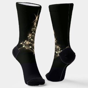 Goldener Glanz der Sterne auf dunklem Weihnachtsba Socken