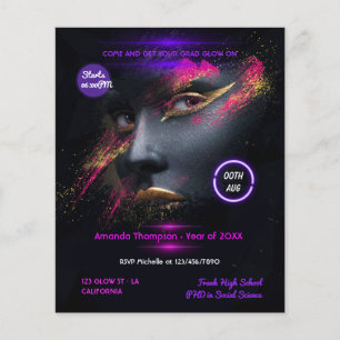 Goldener Glanz im Dunkeln Neon-Abschlussfeier Flyer