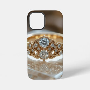 goldener glänzender Diamantring iPhone 12 Mini Hülle