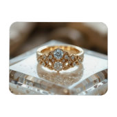 goldener glänzender Diamantring Magnet (Horizontal)