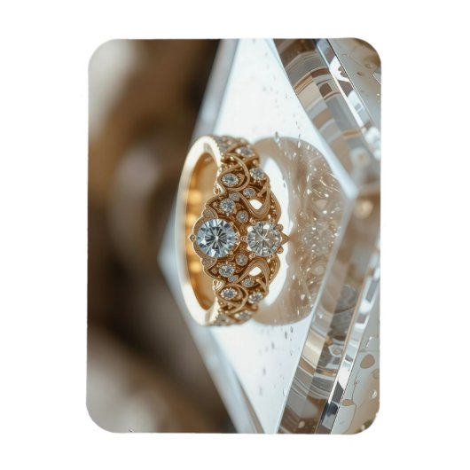 goldener glänzender Diamantring Magnet (Vertikal)