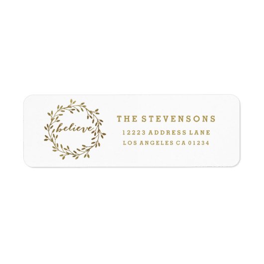 Goldener Glaube | Wreath Holiday Address Labels (Vorne)