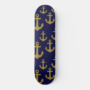 Goldener Glitter-Anker Segeln Nautical Kapitän Skateboard