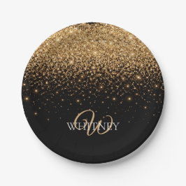 Goldener Glitter Glanz Elegante Luxus Textur Pappteller