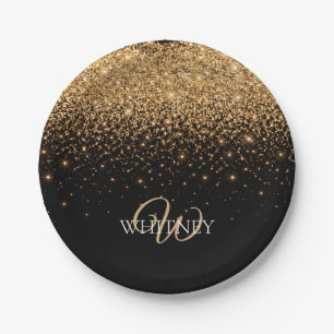 Goldener Glitter Glanz Elegante Luxus Textur Pappteller