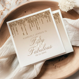 Goldener Glitter-Tropf 50 und Fantastischer Geburt Serviette