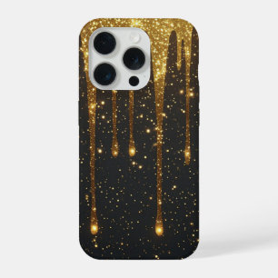 Goldener Glitter-Tropfen Eleganz ✨ Luxuriös Funkel iPhone 15 Pro Hülle