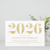 Goldener Glitzer 2023 Silvester-Party Einladung (Stehend Vorderseite)