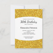 Goldener Glitzer 30. Geburtstag Einladung (Vorderseite)