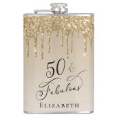 Goldener Glitzer 50. Geburtstag Flachmann (Vorderseite)