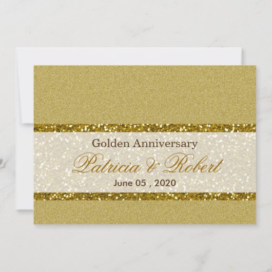 Goldener Glitzer 50. Hochzeitstag Einladung (Rückseite)