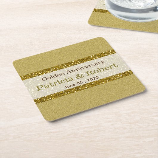 Goldener Glitzer 50. Hochzeitstag Rechteckiger Pappuntersetzer (angewinkelt)