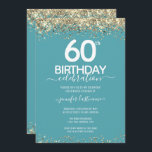 Goldener Glitzer 60. Geburtstagsparty Einladung<br><div class="desc">Eleganter Imitat Gold Glitzer mit schimmernden Konfetti Highlights auf der Ober- und Untergrenze. Alle Texte sind individuell einstellbar und lassen sich für Ihr eigenes Party leicht ändern. Sehr elegantes Design aus dem 60. Jahrhundert.</div>