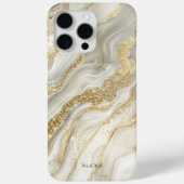 Goldener Glitzer Abstraktes Marmormuster Monogramm Case-Mate iPhone Hülle (Rückseite)