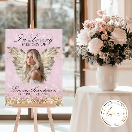 Goldener Glitzer Angel Wings Memorial-Zeichen Poster