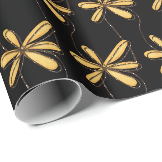 goldener Glitzer auf schwarz Geschenkpapier (Rolleneckpunkt)