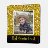 Goldener Glitzer Bester Cousin Weihnachten Keramikornament (Links)