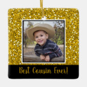 Goldener Glitzer Bester Cousin Weihnachten Keramikornament (Vorderseite)