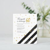 Goldener Glitzer Black Stripes 60. Geburtstag (Stehend Vorderseite)